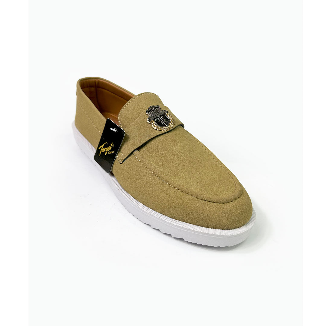 Mustard Suede Crest Loafers