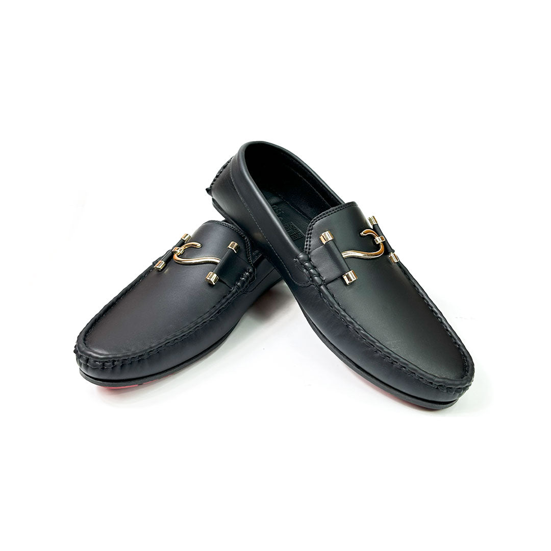 Formal black leather loafers