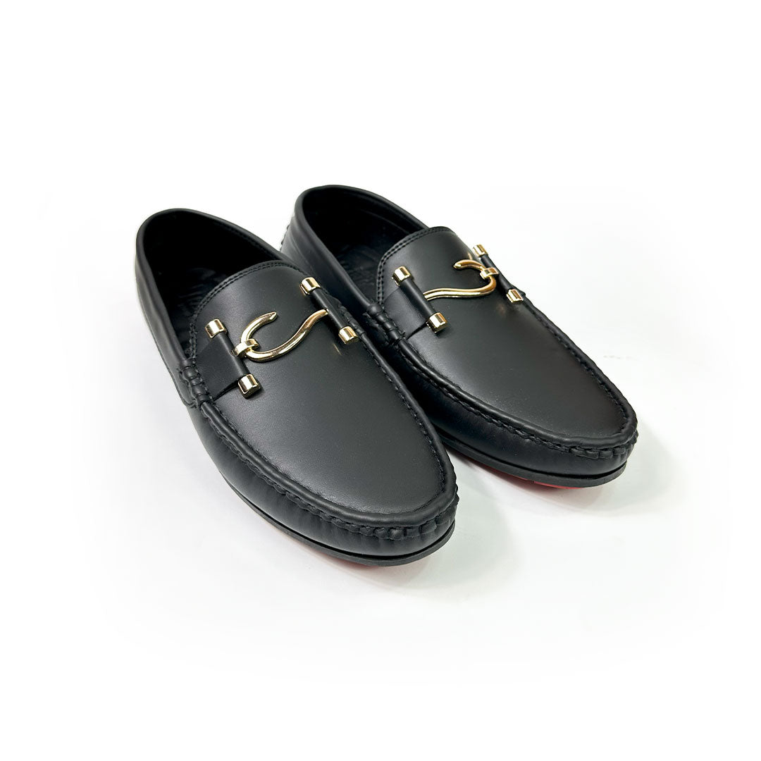 Formal black leather loafers