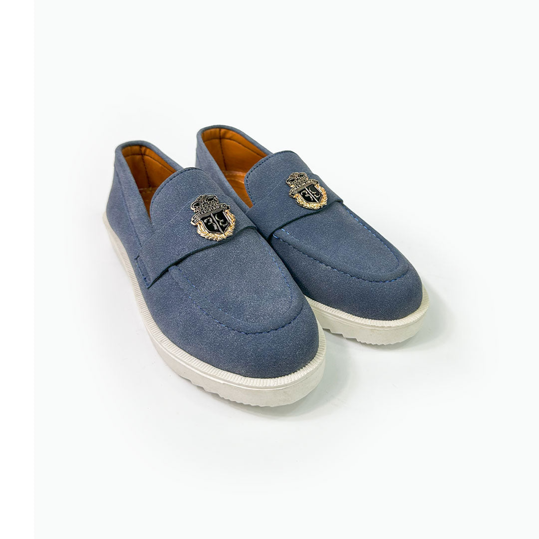 Mustard Suede Crest Loafers