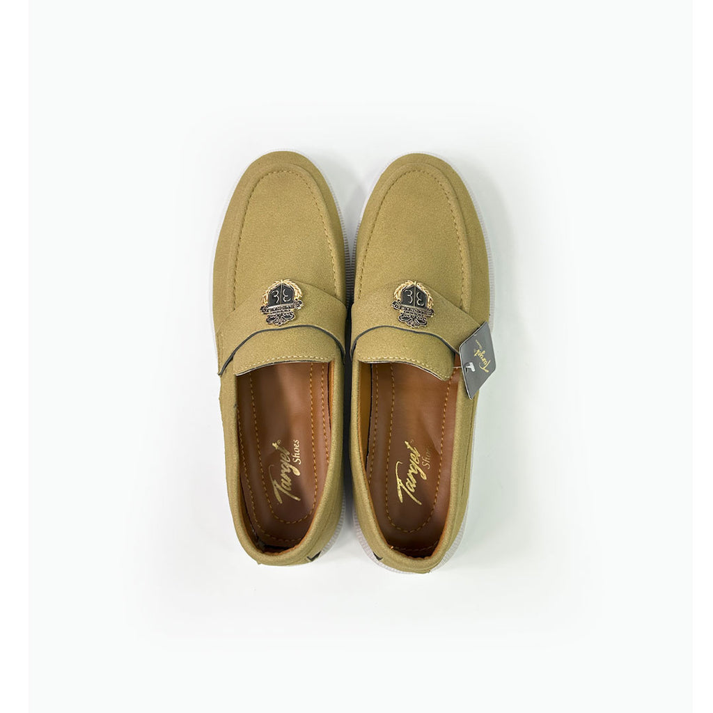Mustard Suede Crest Loafers