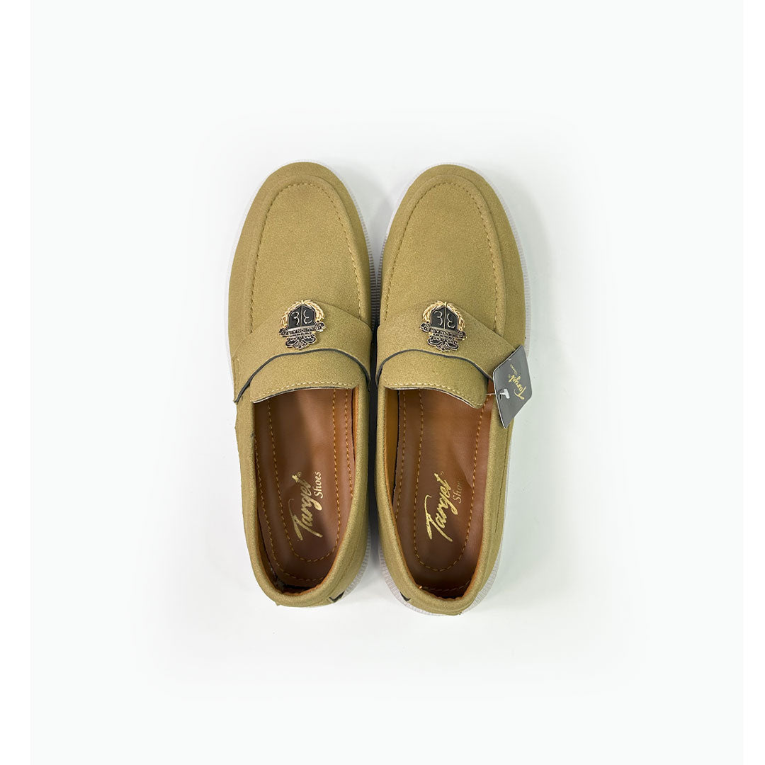 Mustard Suede Crest Loafers