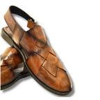 Babar-sheer staped leather peshawari sandal