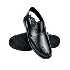 Black leather peshawari sandal