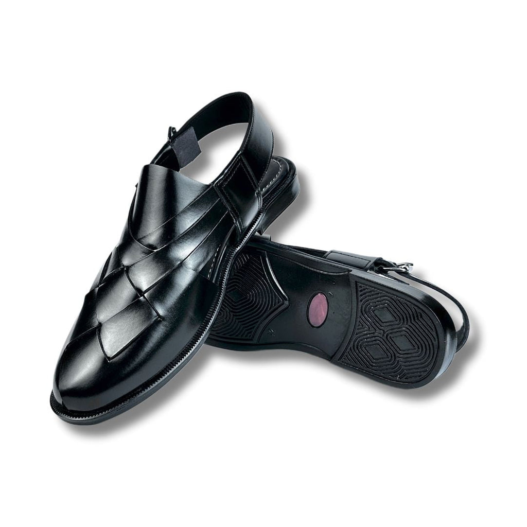 BLACK STRAP LEATHER PESHAWRI SANDAL