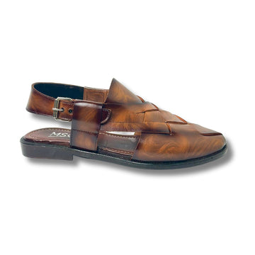 Babar-sheer staped leather peshawari sandal