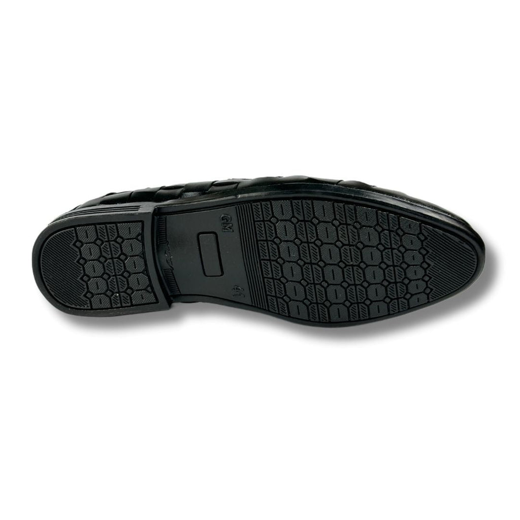 BRAIDED STRAP BLACK LOAFERS