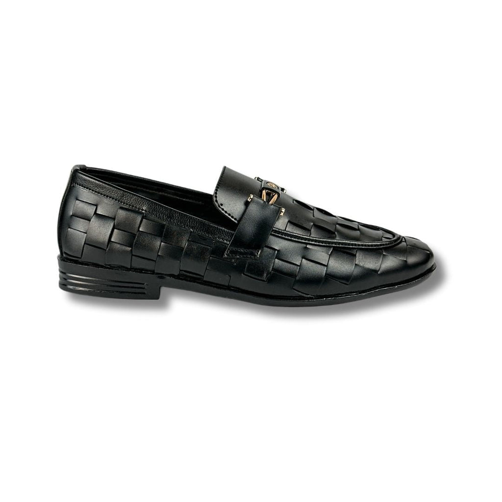 BRAIDED STRAP BLACK LOAFERS