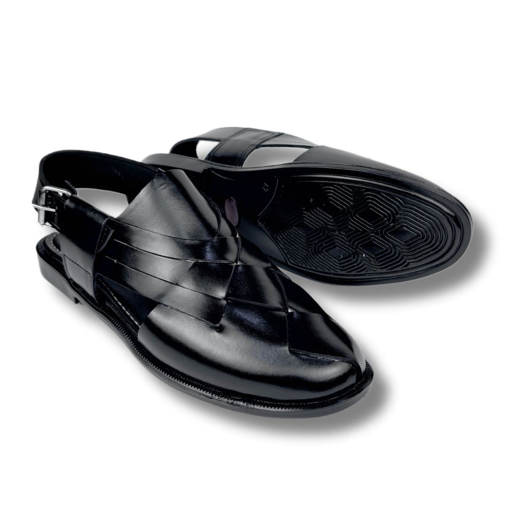 BLACK STRAP LEATHER PESHAWRI SANDAL