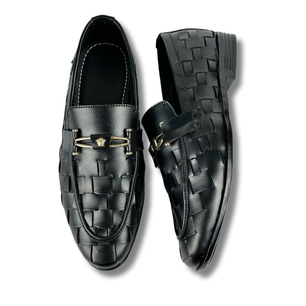 BRAIDED STRAP BLACK LOAFERS
