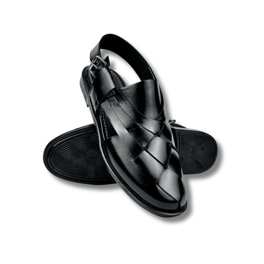 BLACK STRAP LEATHER PESHAWRI SANDAL