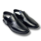 Black leather peshawari sandal