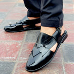 BLACK STRAP LEATHER PESHAWRI SANDAL